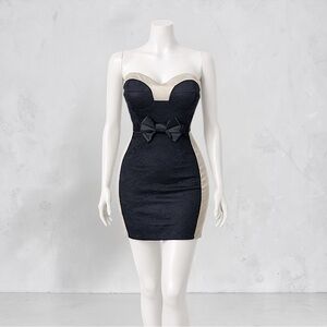 5th Culture Lace Panel Bandeau Strapless Dress